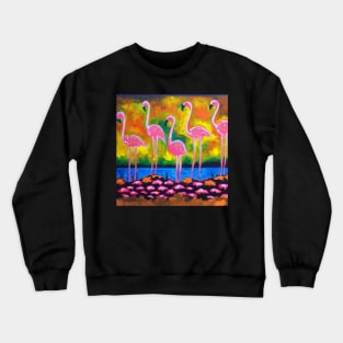 Weird Flamingoes On The Rocks Crewneck Sweatshirt